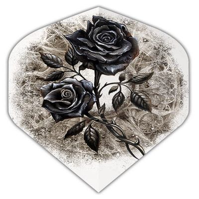 US Darts 3 Sets (9 Flights) Alchemy Dies IRAE (Black Rose) Standard Dart Flights - Ex-Tough (100 Micron)