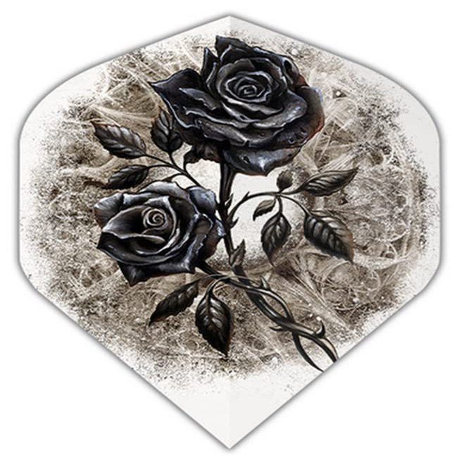 US Darts 3 Sets (9 Flights) Alchemy Dies IRAE (Black Rose) Standard Dart Flights - Ex-Tough (100 Micron)