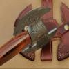 Fully Handmade Damascus Steel Axe | Sharp Double Edged | Hand Forged Twin Bladed Axe with Leather Sheath view 3