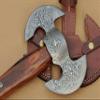 Fully Handmade Damascus Steel Axe | Sharp Double Edged | Hand Forged Twin Bladed Axe with Leather Sheath view 4