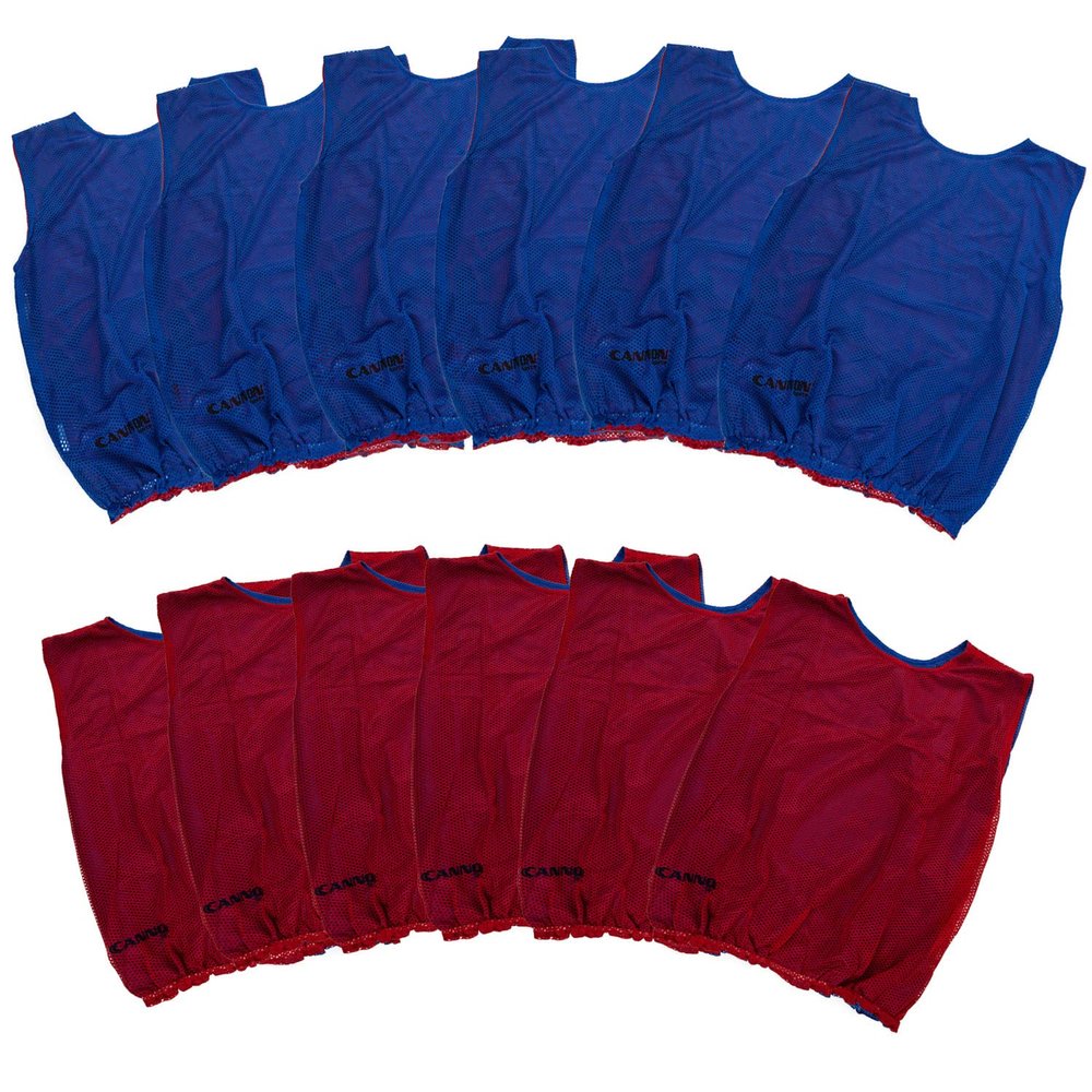 Cannon Sports Reversible Scrimmage Vests with Elastic Bottom Pack of 12 (Navy Red, Extra Large)