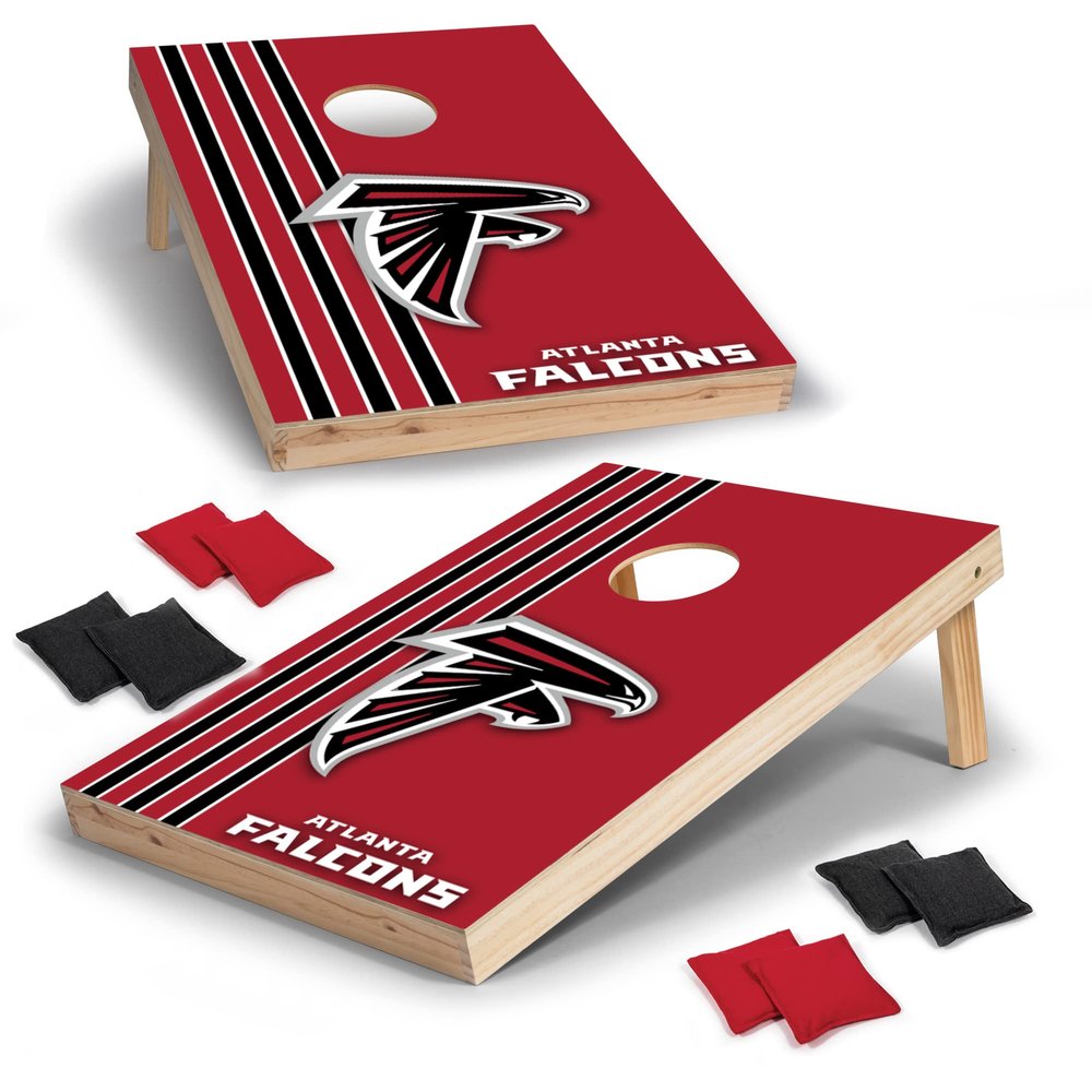 Wild Sports 2' x 3' Solid Wood Cornhole Set with Direct Print HD Team Graphics Great Gift for Any Football Fan! Bean Bag Toss Family Outdoor Games NFL Atlanta Falcons