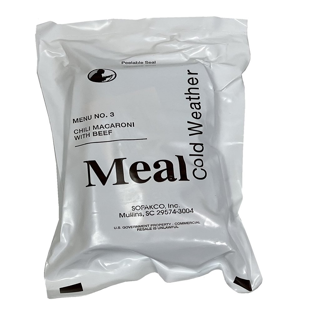 Cold Weather MRE Meal Ready to Eat USGI Menu #3 Chili Mac w/Beef