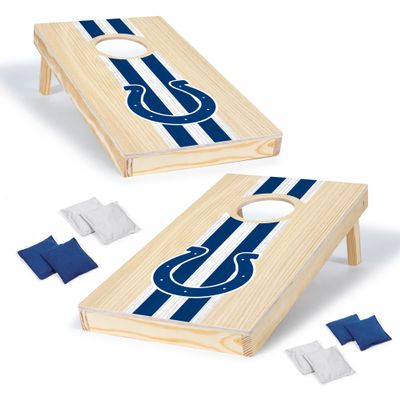 Wild Sports NFL Football Indianapolis Colts 1' x 2' Travel Size Solid Wood Cornhole Set with Direct Print HD Team Graphics  Great Gift for Any Sports Fan! Bean Bag Toss Family Games for Outdoor Play