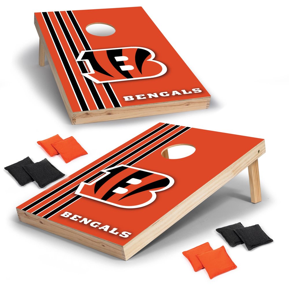 Wild Sports 2' x 3' Solid Wood Cornhole Set with Direct Print HD Team Graphics Great Gift for Any Football Fan! Bean Bag Toss Family Outdoor Games NFL Cincinnati Bengals
