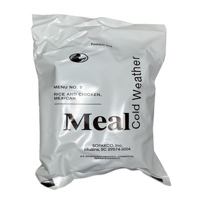 Cold Weather MRE Meal Ready to Eat USGI Menu #9 Rice and Chicken, Mexican