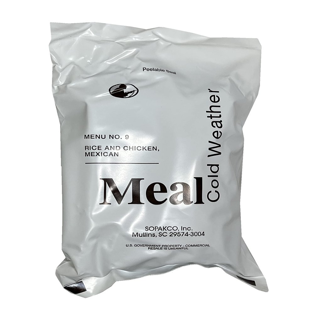 Cold Weather MRE Meal Ready to Eat USGI Menu #9 Rice and Chicken, Mexican