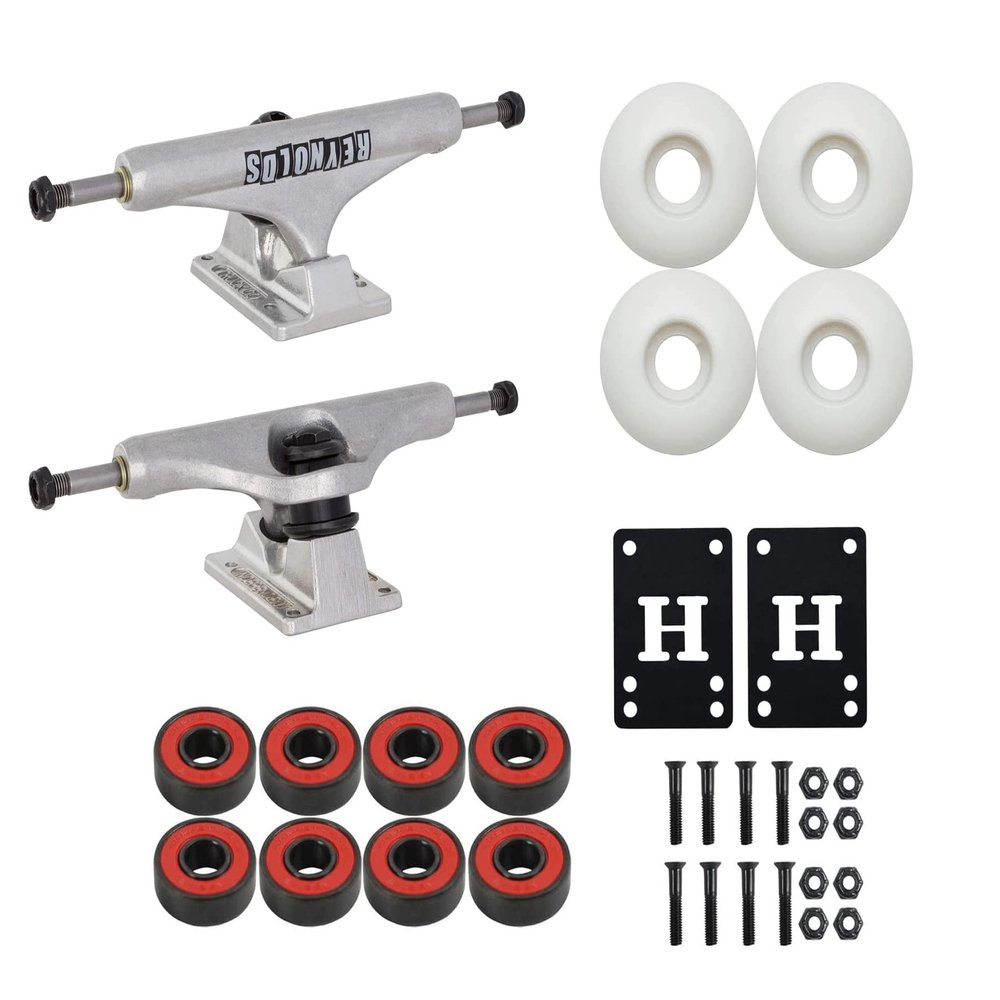 Independent Skateboard Trucks Andrew Reynolds Hollow Mid 129 7.75" with 52mm Wheels, ABEC 5 Bearings, Mounting Hardware, Optional Risers Included