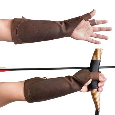 Leather Archery Arm Guard for Men, Women & Youth, Protective Bracer, Full Grain Leather Forearm Protection, Wrist Arm Bracer for Archers, Durable Bow Archery Sleeve Arm Guards (Bourbon Brown)
