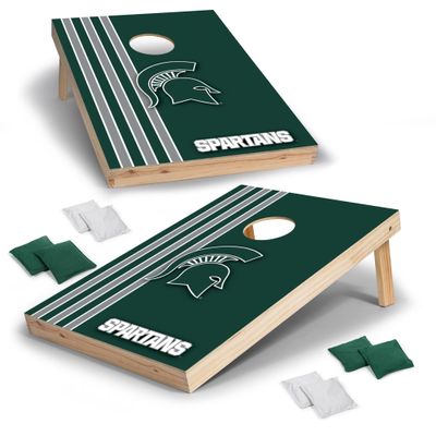 Wild Sports 2' x 3' Solid Wood Cornhole Set with Direct Print HD Team Graphics Great Gift for Any NCAA Fan! Bean Bag Toss Family Outdoor Games Michigan State Spartans