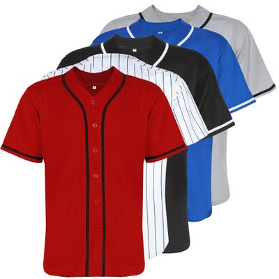 Aumudle Mens Baseball Jersey Blank Plain Button Down Shirts Short Sleeve Hip Hop Hipster Active Team Sports Uniforms S-XXXL Maroon