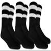 Running Mate Men's Stripe Crew Socks - 3 Pairs (Black w/White Stripes) view 2
