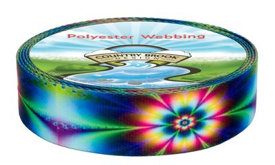 Country Brook Design - Tie Dye Flowers Polyester Webbing (1 1/2 Inch, 10 Yards)