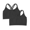 Kurve Girls Seamless Strappy Back Stretchy Crop Undershirt Bra, Made in USA, Black/Black Set, 4 to 8 Years view 1