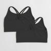 Kurve Girls Seamless Strappy Back Stretchy Crop Undershirt Bra, Made in USA, Black/Black Set, 4 to 8 Years view 2