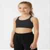 Kurve Girls Seamless Strappy Back Stretchy Crop Undershirt Bra, Made in USA, Black/Black Set, 4 to 8 Years view 4