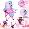 KABOER Kids Outdoor Folding Lawn and Camping Chair with Cup Holder and Carrying Bag, Children's Camping Chairs for Outdoor Beach Travel (Flamingo) view 3