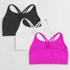 Kurve Girls Seamless Strappy Back Stretchy Crop Undershirt Bra, Made in USA, Black/White/Neon Fuschia Set, 4 to 8 Years view 2