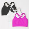 Kurve Girls Seamless Strappy Back Stretchy Crop Undershirt Bra, Made in USA, Black/White/Neon Fuschia Set, 4 to 8 Years view 3