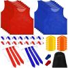 Sratte Flag Football Set 14 Player Football Flags 14 Nylon Mesh Pinnies Jerseys 14 Adjustable Belt 12 Cones for Training(Red, Blue) view 1