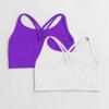 Kurve Girls Seamless Strappy Back Stretchy Crop Undershirt Bra, Made in USA, White/Neon Purple Set, 4 to 8 Years view 2