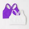 Kurve Girls Seamless Strappy Back Stretchy Crop Undershirt Bra, Made in USA, White/Neon Purple Set, 4 to 8 Years view 3