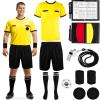 Xuhal Soccer Referee Kit Referee Shirt Soccer Referee Cards Referee Shorts Socks, Referee Whistle Football Side Selector Wristbands Sport Soccer Accessory for Adult(XL) view 1
