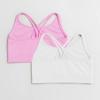 Kurve Girls Seamless Strappy Back Stretchy Crop Undershirt Bra, Made in USA, White/Pink Set, 9 to 14 Years view 2