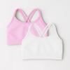 Kurve Girls Seamless Strappy Back Stretchy Crop Undershirt Bra, Made in USA, White/Pink Set, 9 to 14 Years view 3