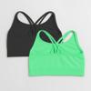 Kurve Girls Seamless Strappy Back Stretchy Crop Undershirt Bra, Made in USA, Black/Neon Green Set, 9 to 14 Years view 2