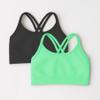 Kurve Girls Seamless Strappy Back Stretchy Crop Undershirt Bra, Made in USA, Black/Neon Green Set, 9 to 14 Years view 3