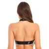 Zaldita Women's Halter Leather Crop Tops Sleeveless O Neck Bodycon Shiny Latex Liquid Tops Black X-Large view 3