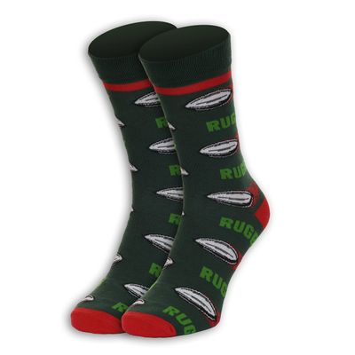 Sports-Themed Socks (US, Numeric, 8, 11, Regular, Regular, Rugby)