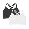 Kurve Girls Seamless Strappy Back Stretchy Crop Undershirt Bra, Made in USA, Black/White Set, 9 to 14 Years view 1