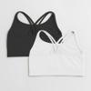 Kurve Girls Seamless Strappy Back Stretchy Crop Undershirt Bra, Made in USA, Black/White Set, 9 to 14 Years view 2