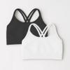 Kurve Girls Seamless Strappy Back Stretchy Crop Undershirt Bra, Made in USA, Black/White Set, 9 to 14 Years view 3