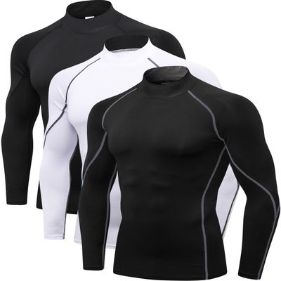 2/3 Pack Men's Compression Shirts Long Sleeve Workout Shirts Mock Turtleneck Athletic Base Layer Active Undershirts Tops