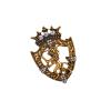Brooches Badge Lapel, Jewelry, Vintage Retro Animal Lion Shield Crown Fashion Pin Clothing Accessories for Party, Clips Wedding, Men, Aureate view 2