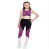 Fldy Kids Girls Athletic Leggings and Crop Tops Tracksuit Set Activewear 2 Piece Dance Sports Workout Outfits Pink Black 6 Years view 1