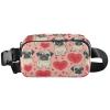 Pug Dog Heart Belt Bag for Women Men Puppy Animal Fanny Pack Small Waist Pouch Crossbody Bags for Outdoor Hiking Running Travel view 1