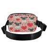 Pug Dog Heart Belt Bag for Women Men Puppy Animal Fanny Pack Small Waist Pouch Crossbody Bags for Outdoor Hiking Running Travel view 2