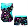 Fldy Kids Girls Athletic Tank Top Leotard and Shorts Set Gymnastics Dancewear Outfits Sleeveless Ballet Dance Leotard Starry Black 10 Years view 2