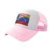 American Venezuela Combined Corrugated Flag Baseball Cap Trucker Hat for Men and Women Adjustable Outdoor Mesh Snapback Hat Pink view 1