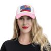 American Venezuela Combined Corrugated Flag Baseball Cap Trucker Hat for Men and Women Adjustable Outdoor Mesh Snapback Hat Pink view 4