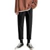 DGHM-JLMY Men's Loose Straight Trousers Casual Thin Cropped Pants Cotton Harem Hippie Pants Regular Fit Linen Suit Pants (Black,Medium) view 1