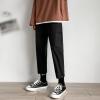 DGHM-JLMY Men's Loose Straight Trousers Casual Thin Cropped Pants Cotton Harem Hippie Pants Regular Fit Linen Suit Pants (Black,Medium) view 2