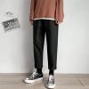 DGHM-JLMY Men's Loose Straight Trousers Casual Thin Cropped Pants Cotton Harem Hippie Pants Regular Fit Linen Suit Pants (Black,Medium) view 4
