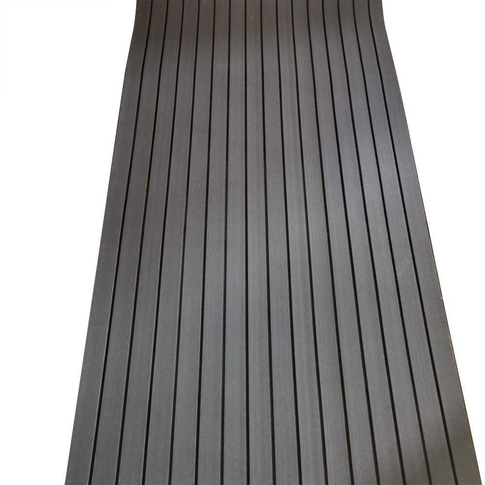94.5" x 35.4" EVA Foam Floor Boat Flooring Decking Sheet, 6mm Anti-Slip and Self-Adhesive Boat Flooring Decking Pad Flooring Mat Faux Teak Decking Mat for Home Office Boat Yacht (Dark Gray with Black)