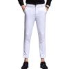 DGHM-JLMY Men's Slim Suit Pants Cropped Pants Stretch Cropped Chino Skinny Pants Slim-Fit Ankle Length Dress Pants (White,27) view 1