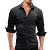 Maiyifu-GJ Men's Long Sleeve Denim Shirt Casual Button-Down Western Regular Fit Shirts Slim Fit Washed Jean Shirt (Black,X-Large) view 2